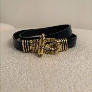 Black and Gold Belt with Decorative Buckle